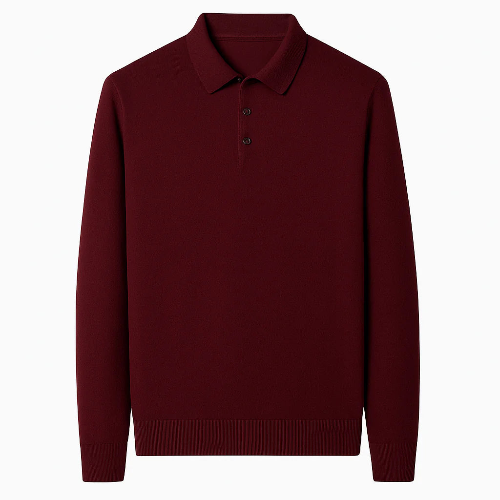 Oxford Knit Polo Sweater – Timeless Warmth and Refined Comfort
