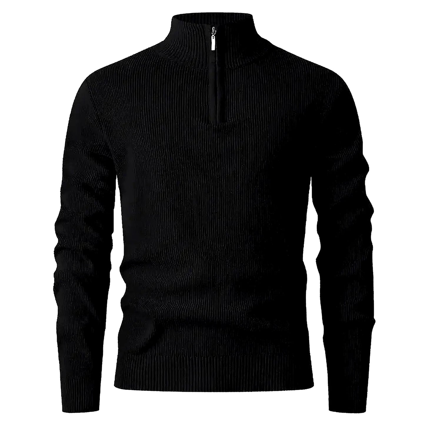 Halden Quarter Zip Knit Sweater in Black