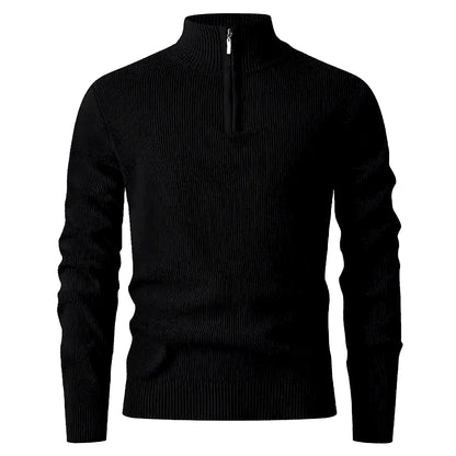 Halden Quarter Zip Knit Sweater in Black